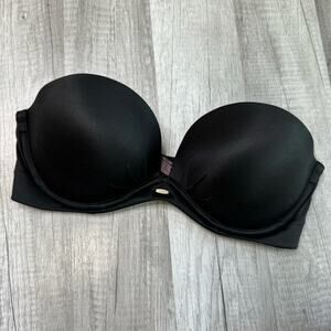 Victoria's Secret Black Strapless Underwire Push Up Bra Size 34C